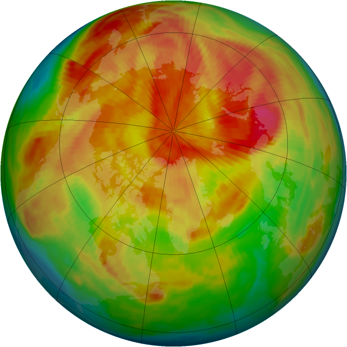 Arctic ozone map for 09 April 1999